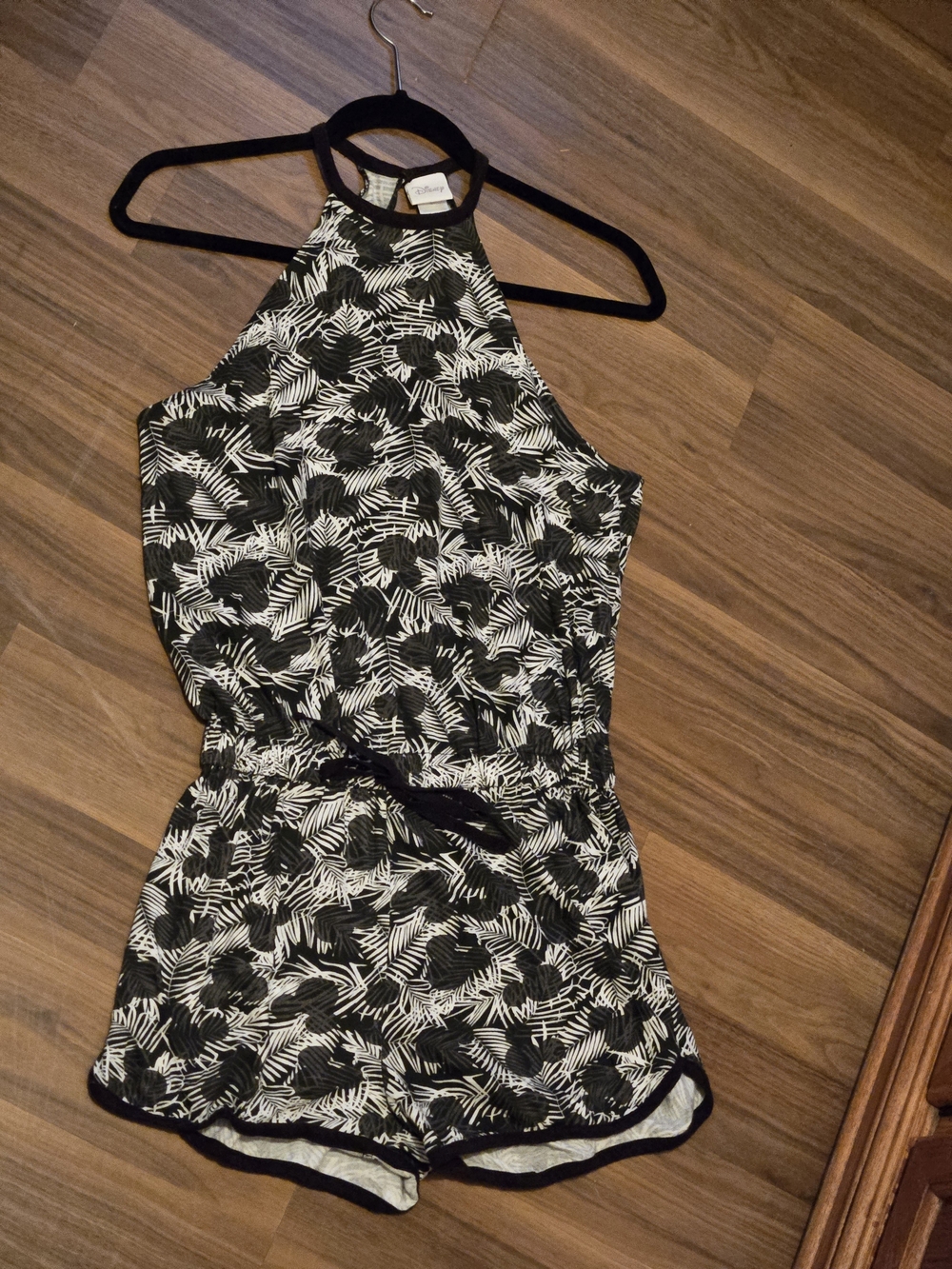 Disney Black and White Hidden Mickey Tropical Halter Romper
